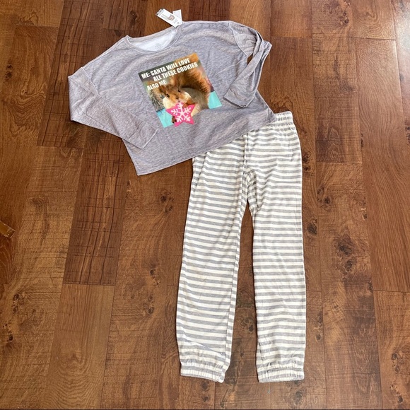 NWT justice girls Santa cookie pajamas 2 pc size 6 Christmas squirrel - Picture 2 of 10